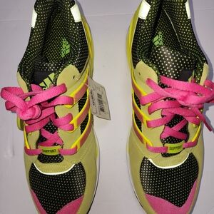 Adidas Women's Yellow and Pink Sneakers